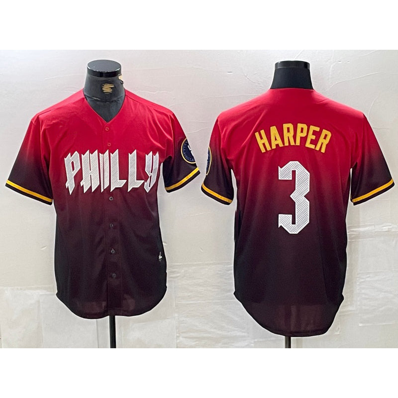 Philadelphia Phillies #3 Bryce Harper Red MIKSHPS 2024 City Cool Base Jersey
