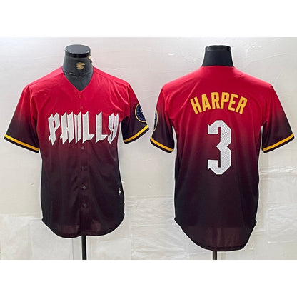 Philadelphia Phillies #3 Bryce Harper Red MIKSHPS 2024 City Cool Base Jersey