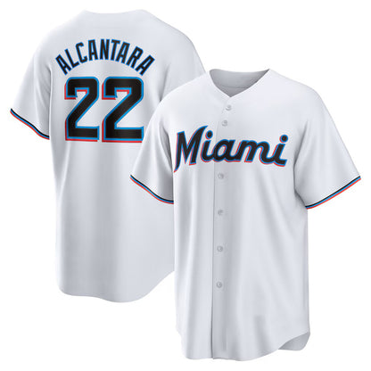 Miami Marlins #22 Sandy Alcantara White MIKSHPS Replica Player Jersey