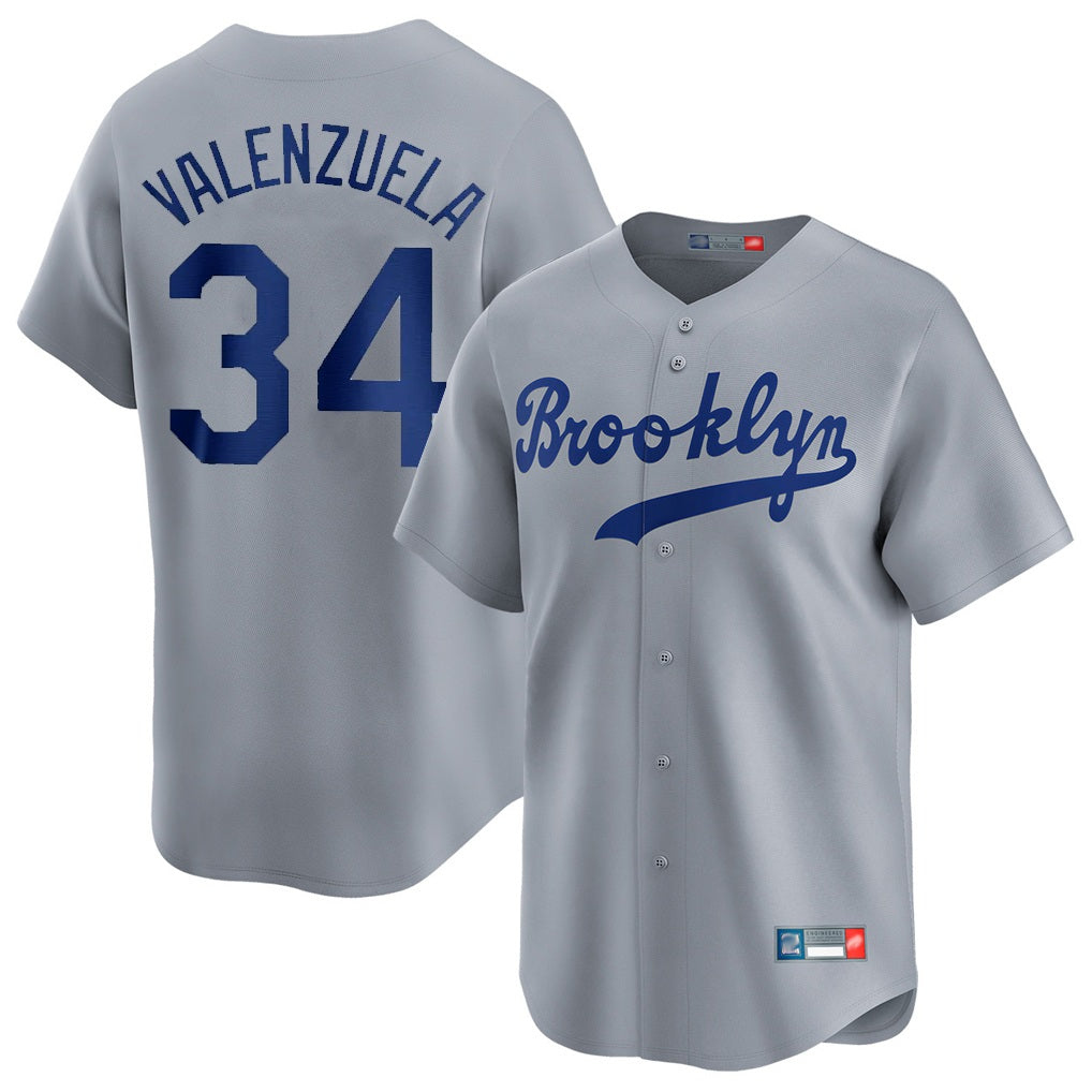 Los Angeles Dodgers #34 Fernando Valenzuela Player Gray MIKSHPS Game Limited Home Stitched Jerseys