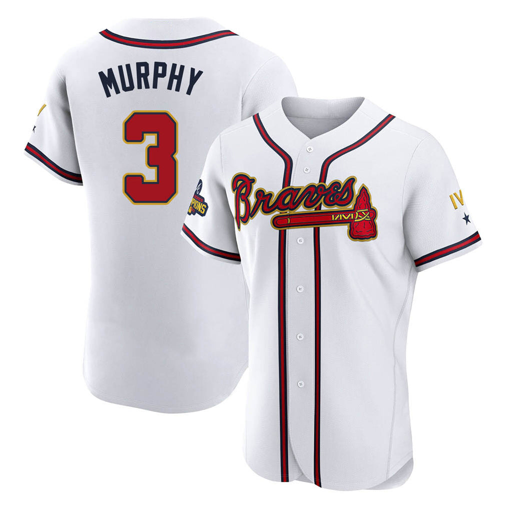 Atlanta Braves #3 Dale Murphy Player White Gold MIKSHPS Limited Elite Home Game Stitched Jerseys