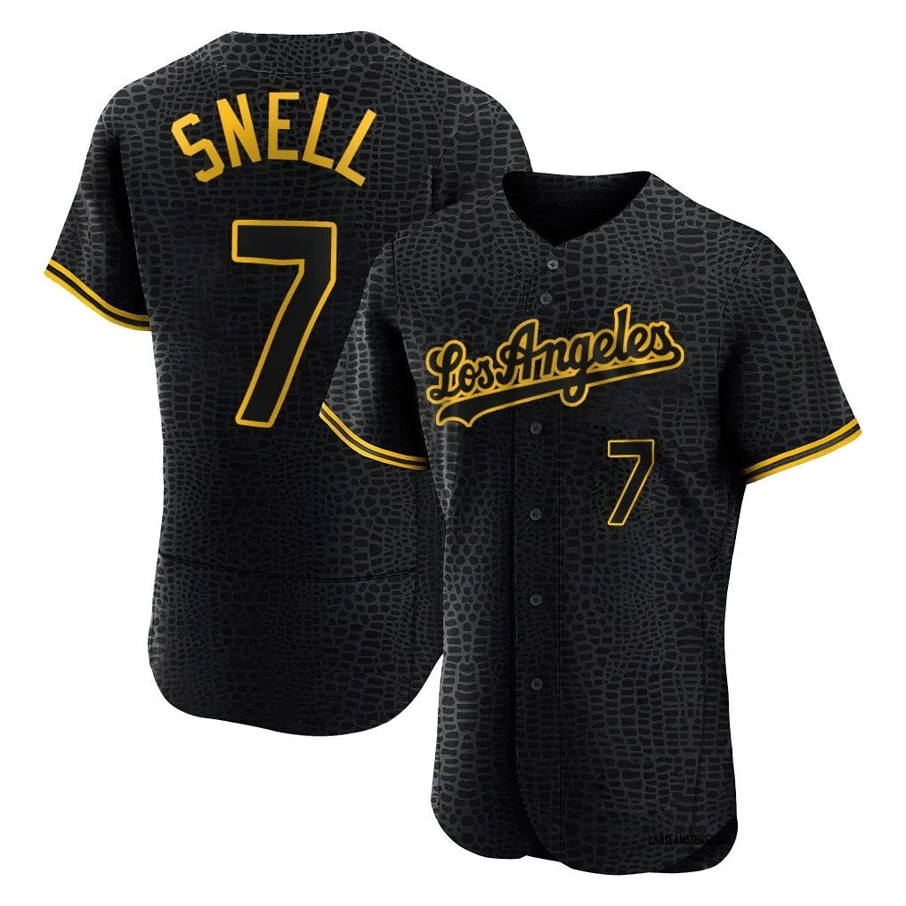 Los Angeles Dodgers #7 Blake Snell Player Black MIKSHPS Snake Skin City Limited Elite Home Stitched Jerseys