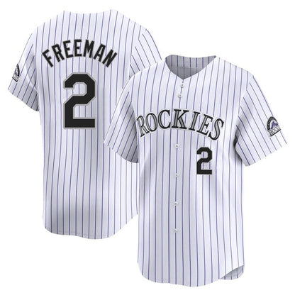 Colorado Rockies #2 Tyler Freeman Player White MIKSHPS Limited Home Stitched Jerseys