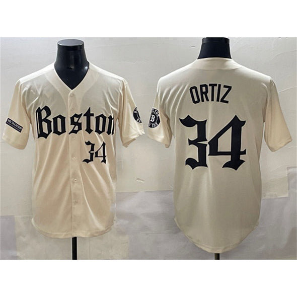 Boston Red Sox #34 David Ortiz Cream MIKSHPS Gothic Vapor Limited Stitched Jersey