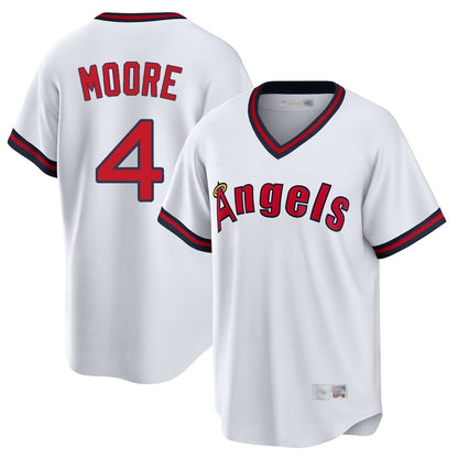 Los Angeles Angels #4 Christian Moore Player White MIKSHPS T-shirt Home Game Stitched Jerseys