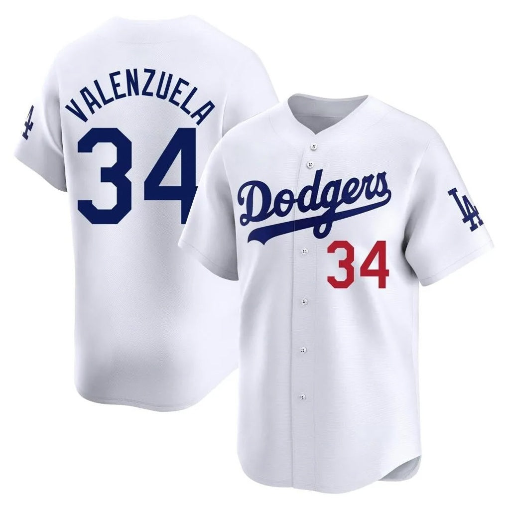Los Angeles Dodgers #34 Fernando Valenzuela Player White MIKSHPS Limited Home Stitched Jerseys