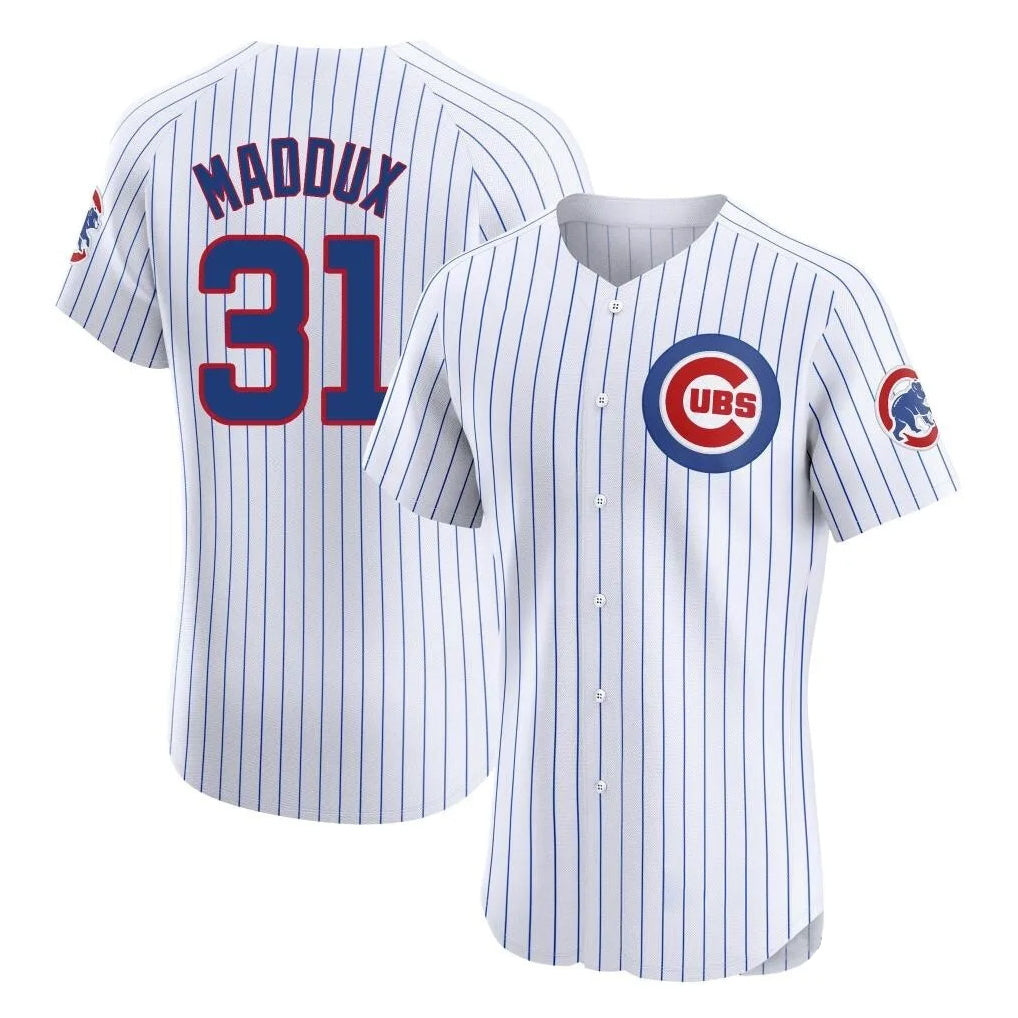 Chicago Cubs #31 Greg Maddux Player White MIKSHPS Limited Elite Home Game Stitched Jerseys