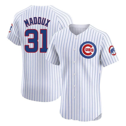 Chicago Cubs #31 Greg Maddux Player White MIKSHPS Limited Elite Home Game Stitched Jerseys