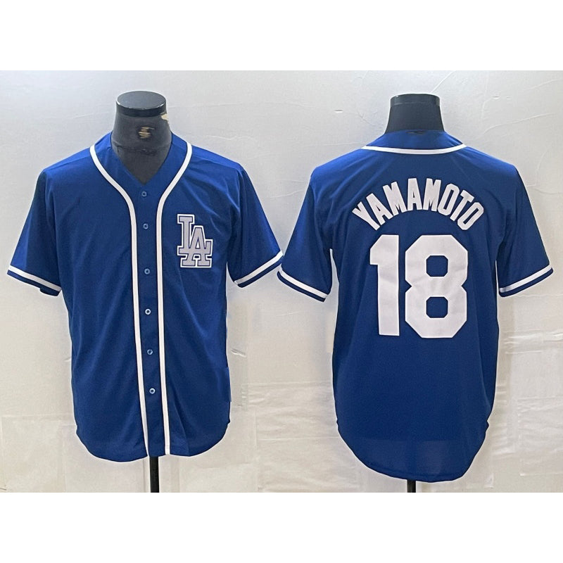 Los Angeles Dodgers #18 Yoshinobu Yamamoto Blue MIKSHPS Cool Base Stitched Jersey