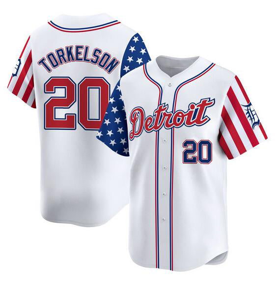 Detroit Tigers #20 Spencer Torkelson White MIKSHPS 2025 Independence Day Vapor Premier Limited Stitched Jersey