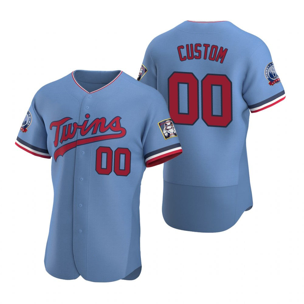 Custom Minnesota Twins Light Blue MIKSHPS Stitched Flex Base Jersey