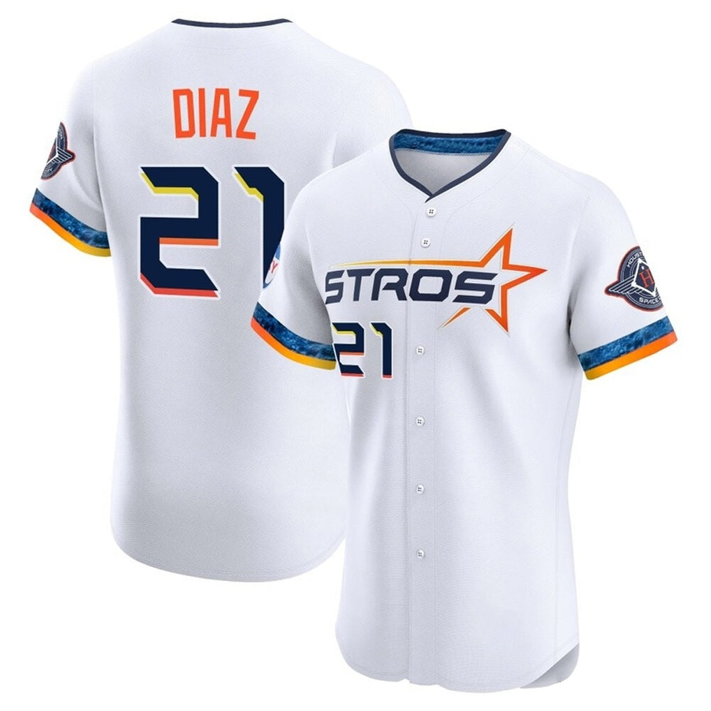Houston Astros #21 Yainer Diaz Player White MIKSHPS City Connect Limited Elite Home Stitched Jerseys