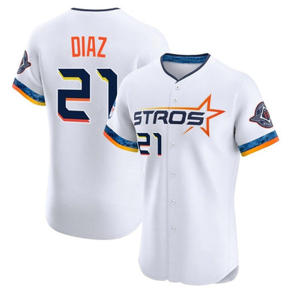 Houston Astros #21 Yainer Diaz Player White MIKSHPS City Connect Limited Elite Home Stitched Jerseys