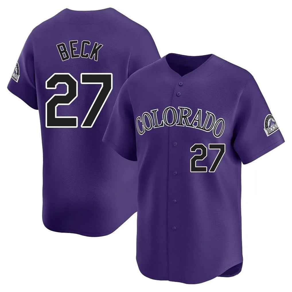 Colorado Rockies #27 Jordan Beck Player Purple MIKSHPS Limited Home Stitched Jerseys