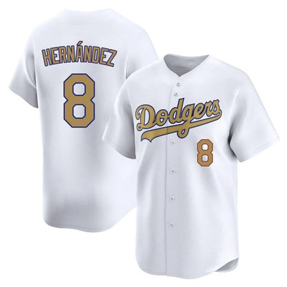 Los Angeles Dodgers #8 Enrique Hern¨¢ndez Player White Gold MIKSHPS Collection Limited Home Stitched Jerseys