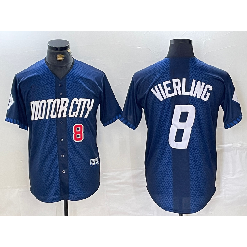 Detroit Tigers #8 Matt Vierling Number Navy MIKSHPS 2024 City Connect Cool Base Limited Stitched Jersey