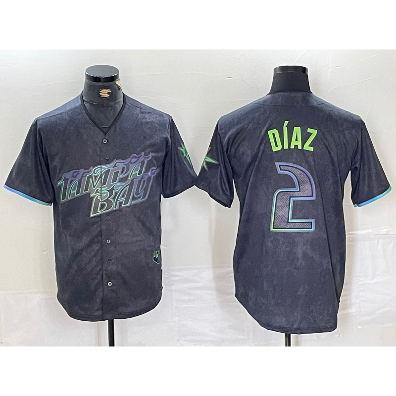 Tampa Bay Rays #2 Yandy Diaz Charcoal MIKSHPS 2024 City Connect Limited Stitched Jersey