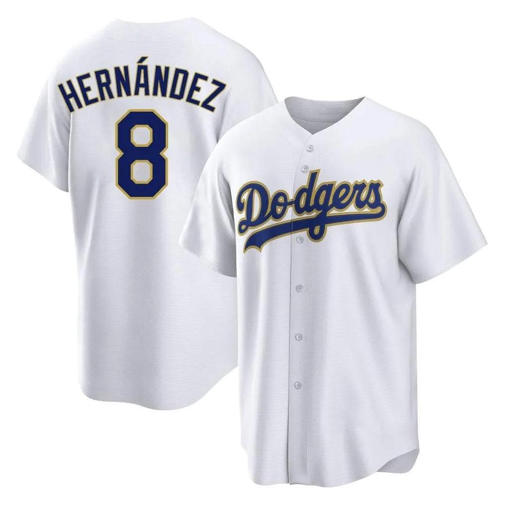 Los Angeles Dodgers #8 Enrique Hern¨¢ndez Player Gold White MIKSHPS 2026 Collection Stadium Game Stitched Jerseys