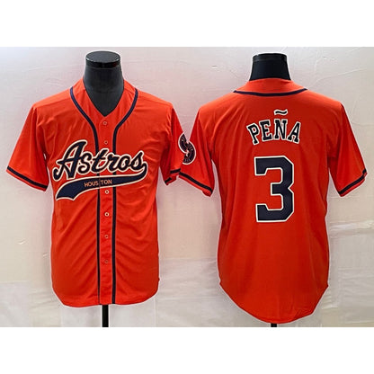 Houston Astros #3 Jeremy Pena Orange With MIKSHPS Patch Cool Base Stitched Jersey