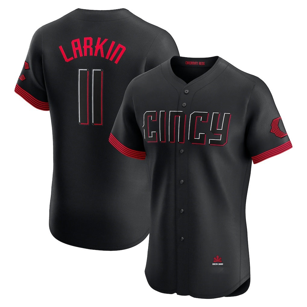 Cincinnati Reds #11 Barry Larkin Black MIKSHPS City Connect Elite Jersey
