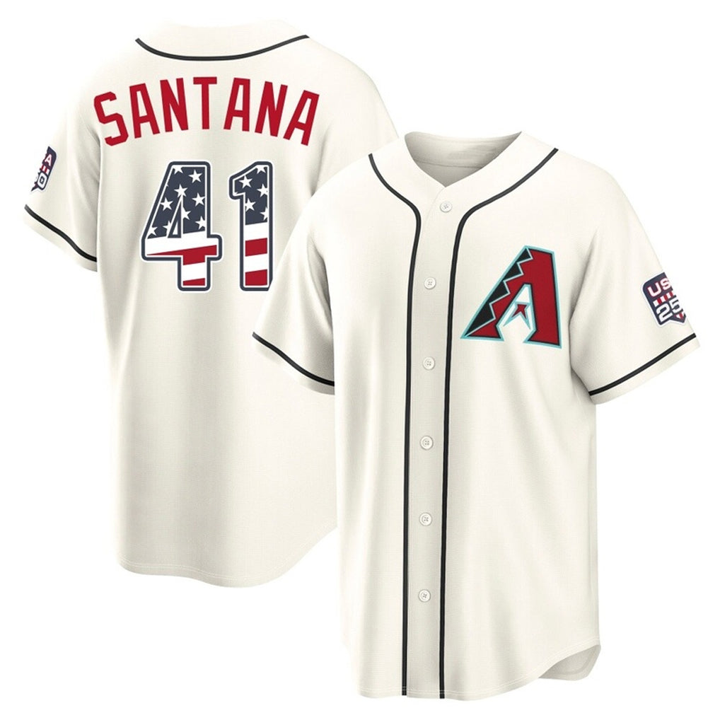 Arizona Diamondbacks #41 Carlos Santana Player Cream MIKSHPS USA 250 Fourth of July Home Game Stitched Jerseys