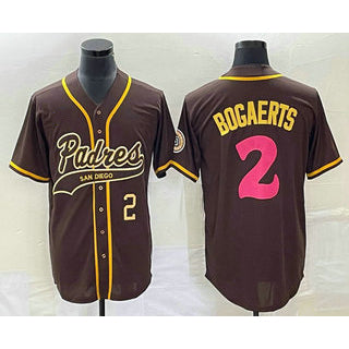 San Diego Padres #2 Xander Bogaerts Number Brown MIKSHPS NEW 2023 City Connect Cool Base Stitched Jersey
