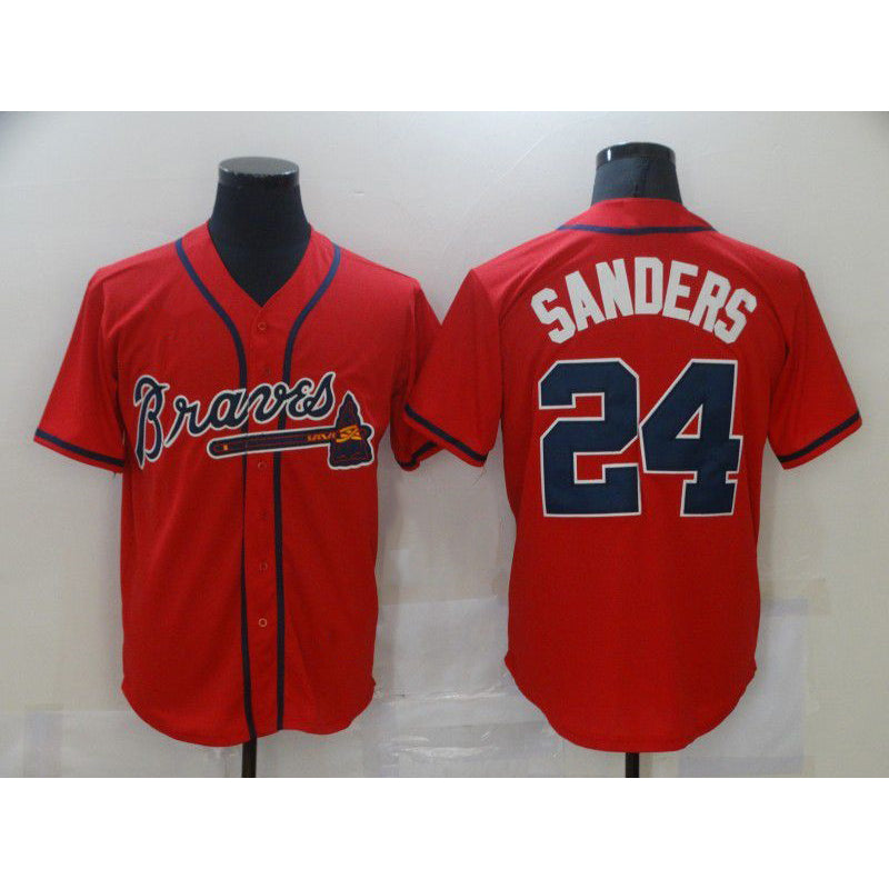 Atlanta Braves #24 Deion Sanders Red MIKSHPS Game Jerseys