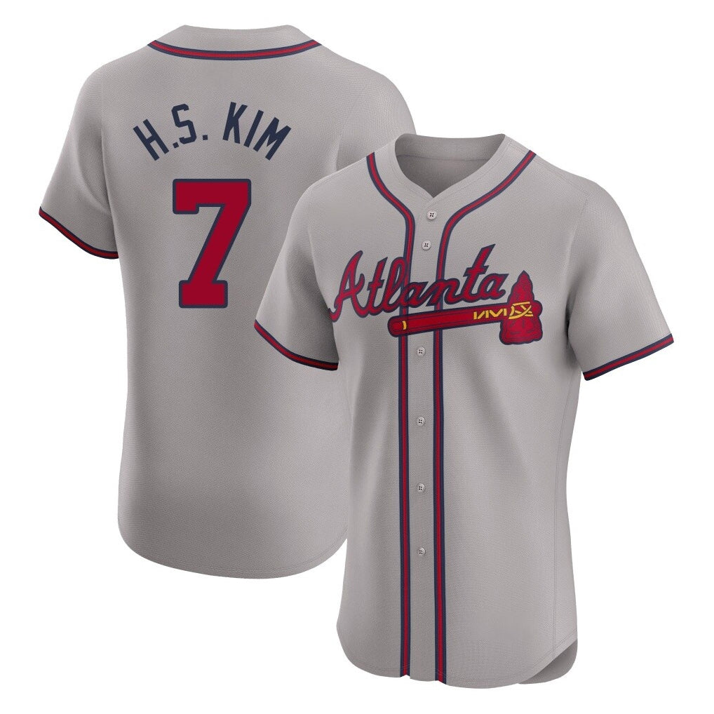 Atlanta Braves #7 Ha-Seong Kim Player Gray MIKSHPS Limited Elite Home Game Stitched Jerseys