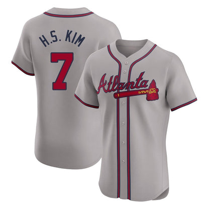 Atlanta Braves #7 Ha-Seong Kim Player Gray MIKSHPS Limited Elite Home Game Stitched Jerseys