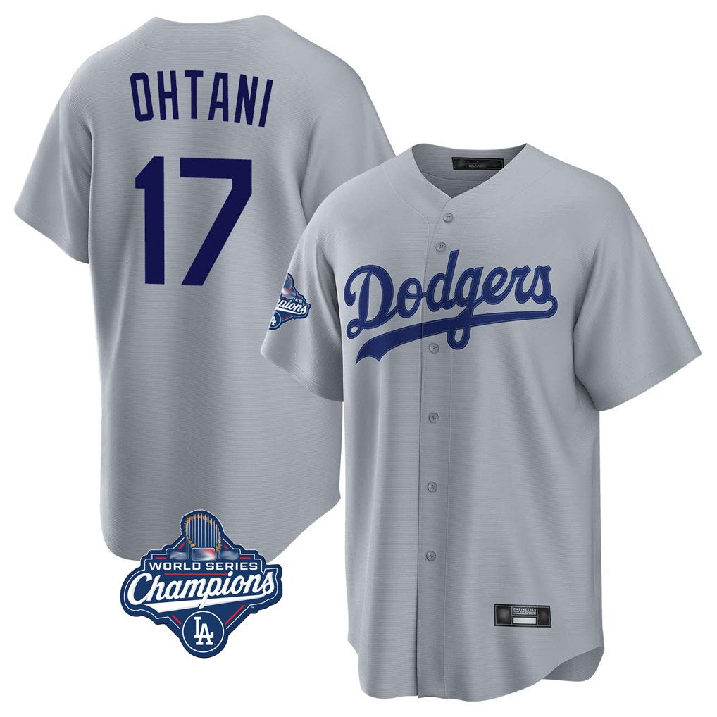 Los Angeles Dodgers #17 Shohei Ohtani Player Gray MIKSHPS World Series Meet Game Stitched Jerseys