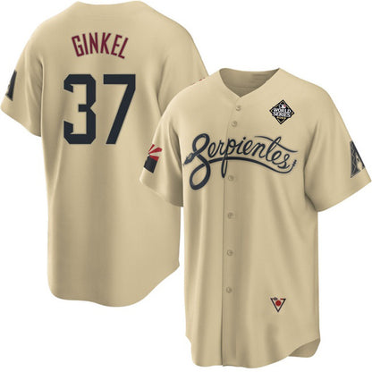 Arizona Diamondbacks #37 Kevin Ginkel Gold MIKSHPS 2023 World Series City Connect Cool Base Stitched Jersey