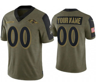 Custom B.Ravens Olive MIKSHPS ACTIVE PLAYER 2021 Salute To Service Limited Stitched Jersey