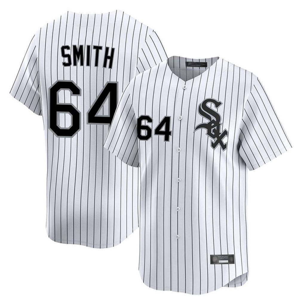 Chicago White Sox #64 Shane Smith Player White MIKSHPS Stripe Limited Home Stitched Jerseys