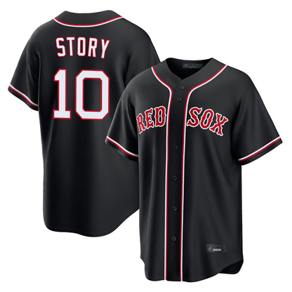 Boston Red Sox #10 Trevor Story Player Black MIKSHPS Out Home Game Stitched Jerseys