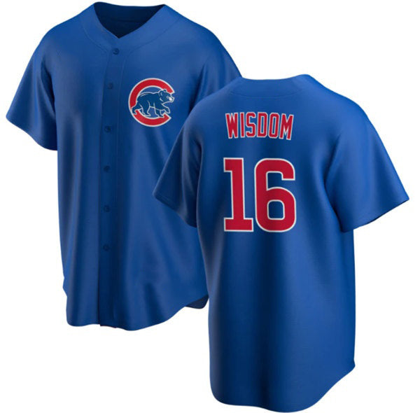 Chicago Cubs #16 Patrick Wisdom Blue MIKSHPS Cool Base Stitched Jersey
