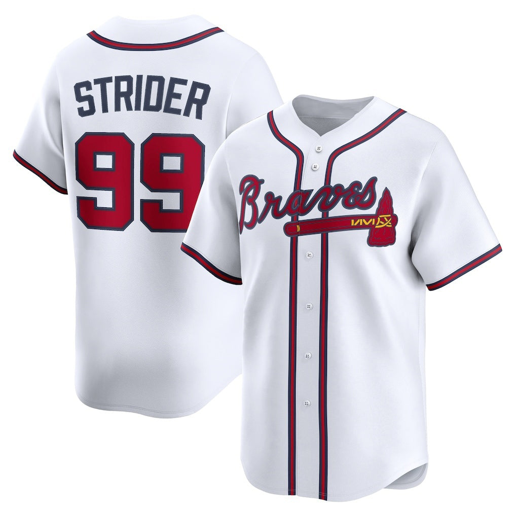 Atlanta Braves #99 Spencer Strider White MIKSHPS Home Limited Player Jersey