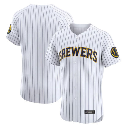 Milwaukee Brewers Blank Player White MIKSHPS Stripes Home Limited Elite Stitched Jerseys