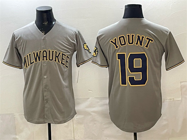 Milwaukee Brewers #19 Robin Yount Grey MIKSHPS Home Limited Stitched Jersey