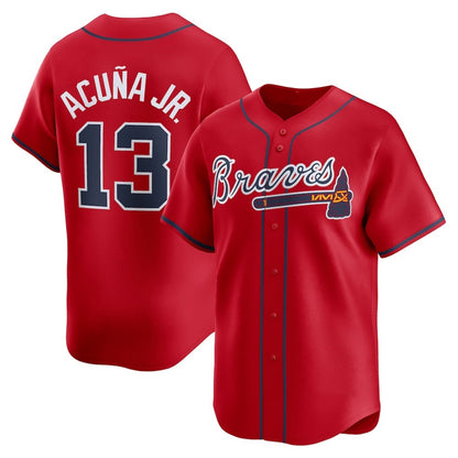 Atlanta Braves #13 Ronald Acuna Jr Red MIKSHPS Alternate Limited Player Jersey