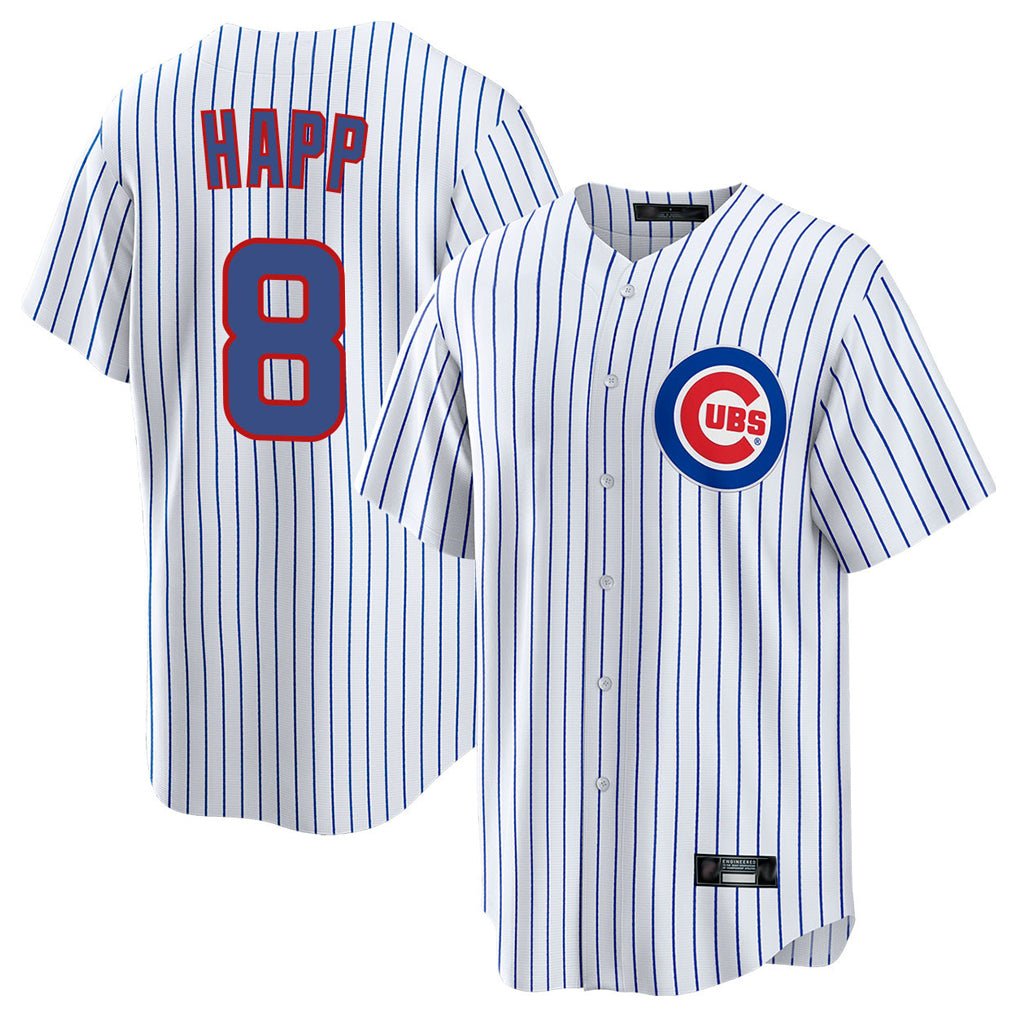 Chicago Cubs #8 Ian Happ Player White MIKSHPS Game Home Stitched Jerseys
