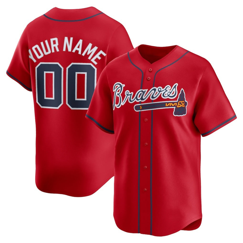 Custom Atlanta Braves Red MIKSHPS Alternate Limited Jersey