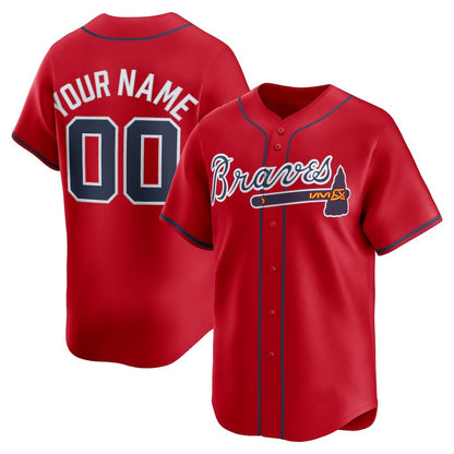 Custom Atlanta Braves Red MIKSHPS Alternate Limited Jersey