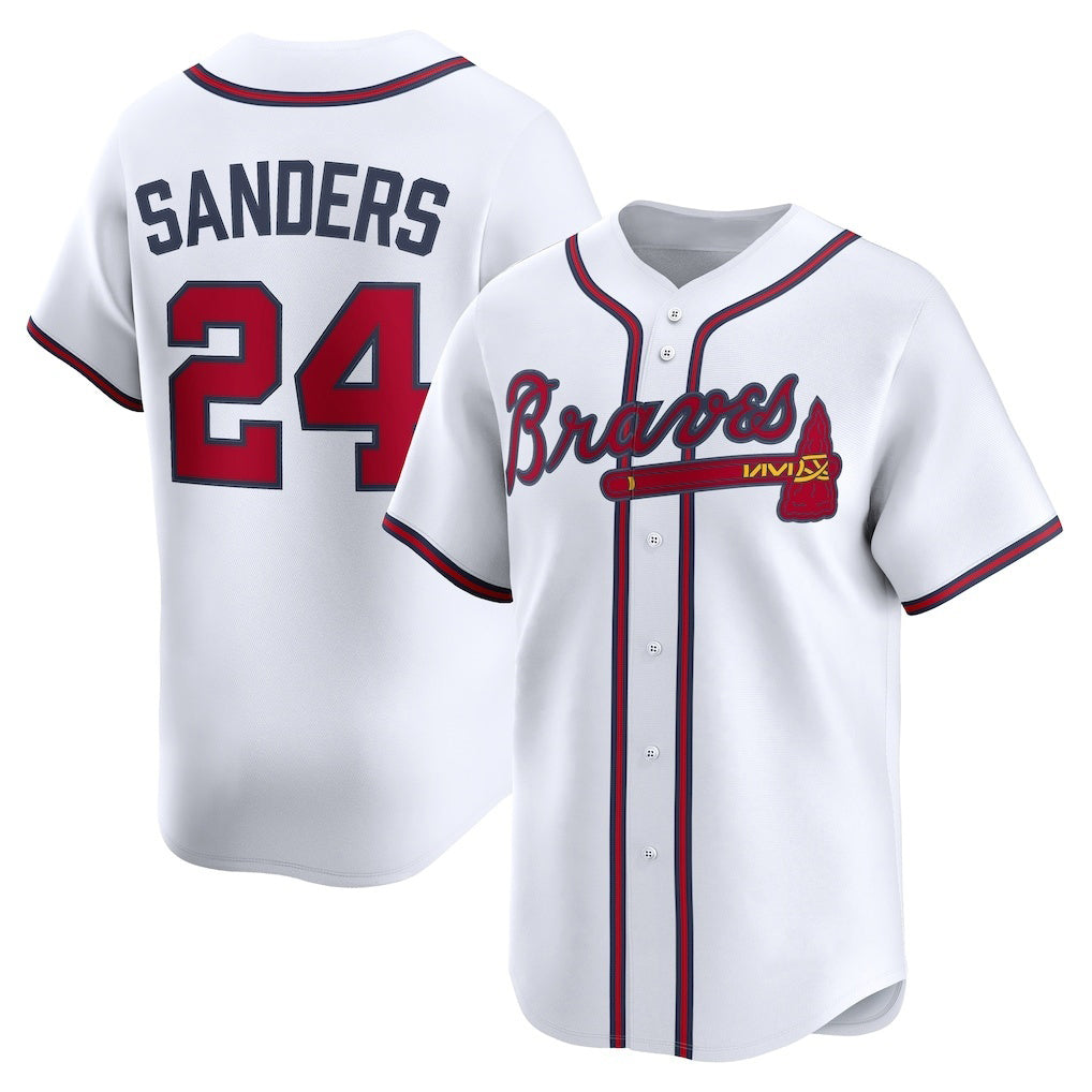 Atlanta Braves #24 Deion Sanders White MIKSHPS Limited Player Jersey