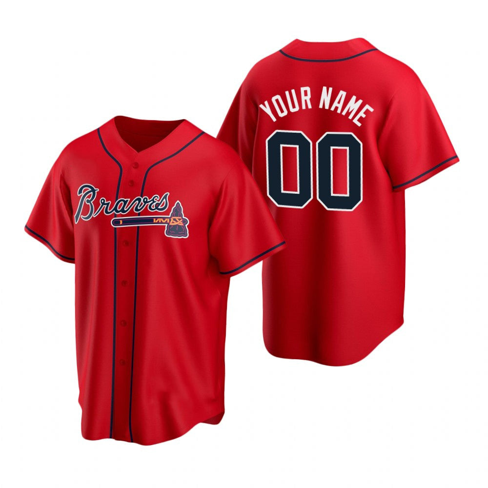 Custom Atlanta Braves Red MIKSHPS 2020 Stitched Cool Base Jersey