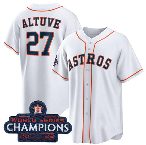 Houston Astros #27 Jose Altuve White MIKSHPS 2022 World Series Champions Home Stitched Jersey