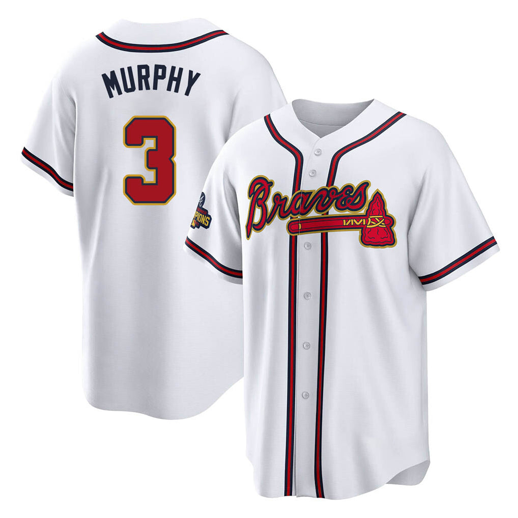 Atlanta Braves #3 Dale Murphy Player White Gold MIKSHPS Home Game Stitched Jerseys