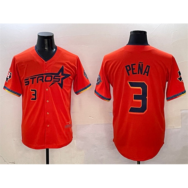 Houston Astros #3 Jeremy Pena Orange MIKSHPS 2025 City Connect With Texas Patch Limited Stitched Jersey