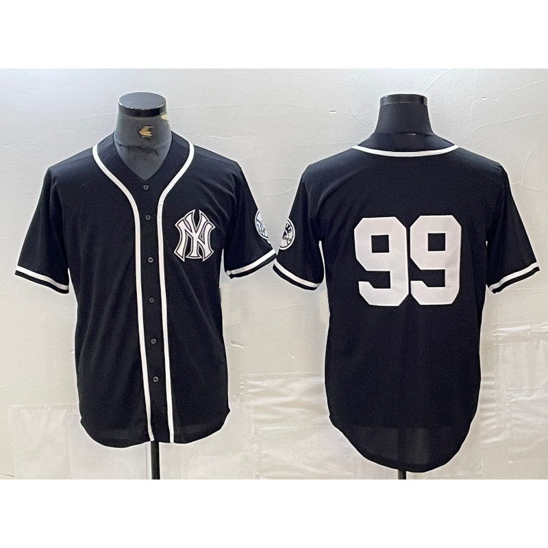 New York Yankees #99 Aaron Judge No Name Black White MIKSHPS Cool Base Stitched Jersey