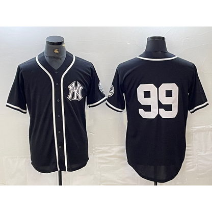 New York Yankees #99 Aaron Judge No Name Black White MIKSHPS Cool Base Stitched Jersey