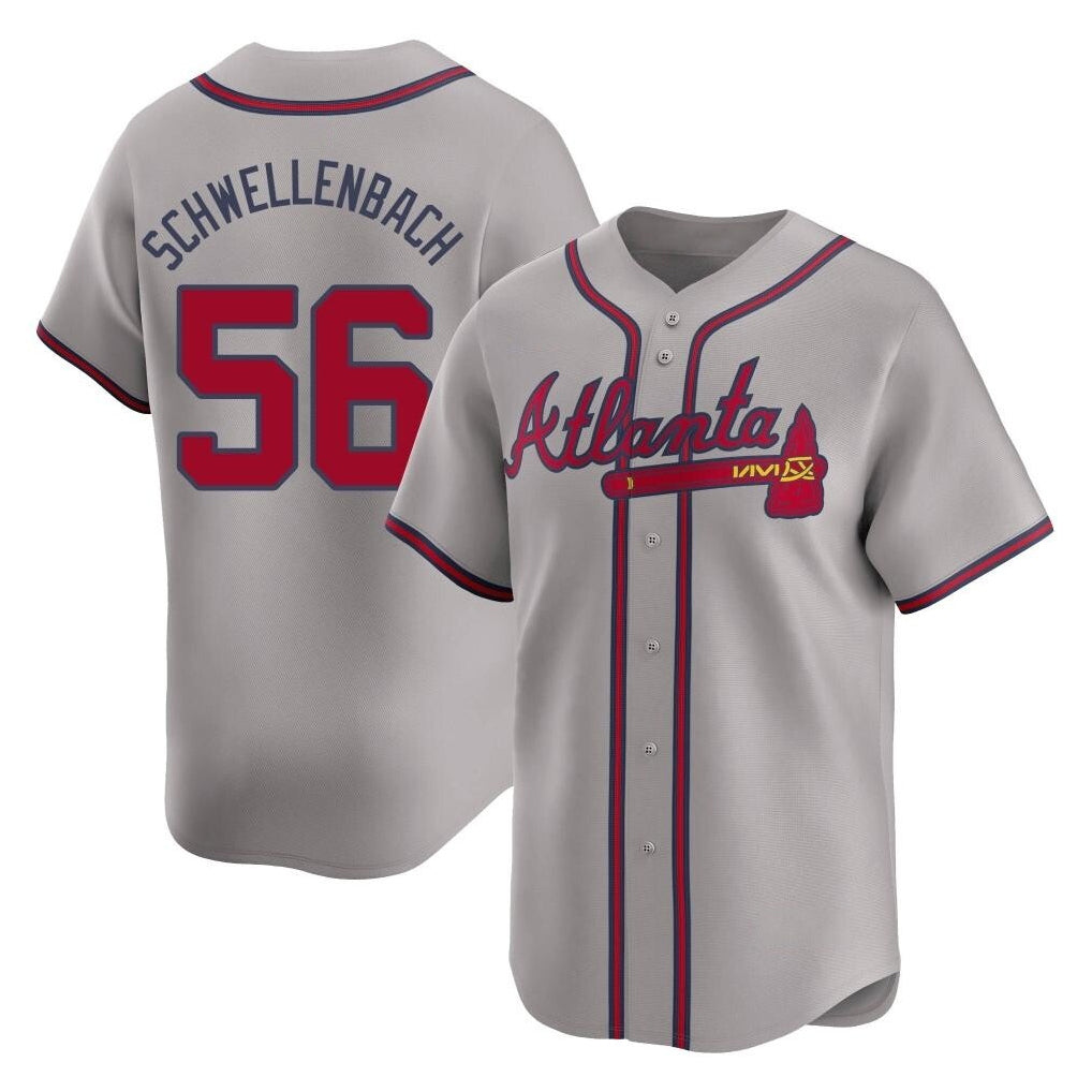 Atlanta Braves #56 Spencer Schwellenbach Player Gray MIKSHPS Limited Home Game Stitched Jerseys